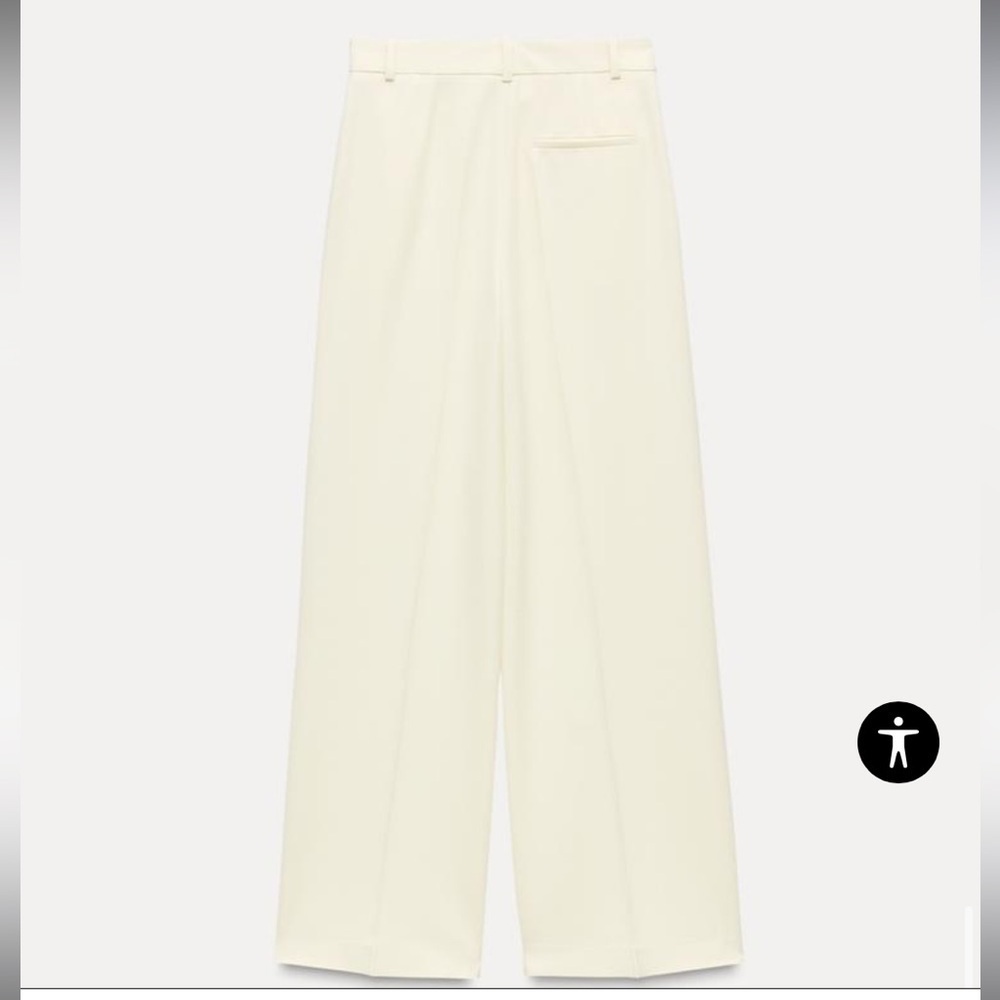 Zara NWT ecru wide leg pants with darts 7997/272 - Picture 5 of 9